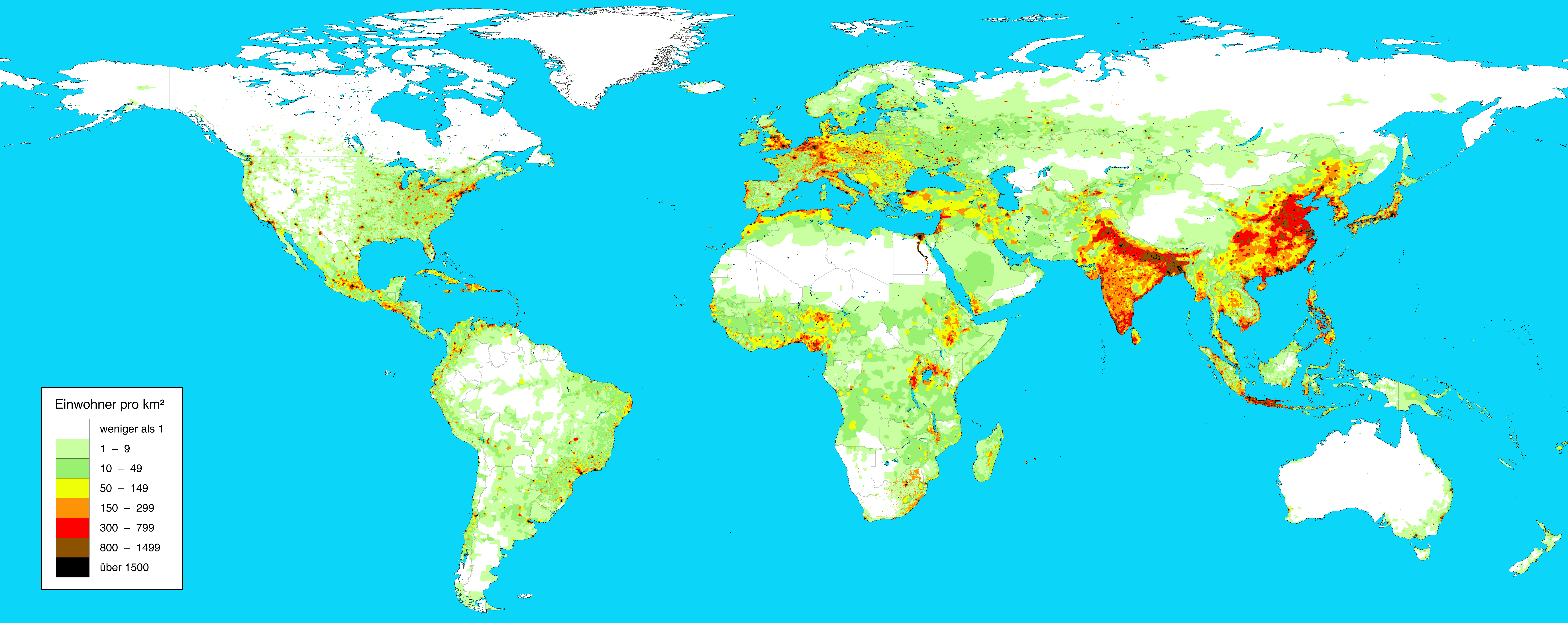 Bevölkerungsichte der Erde