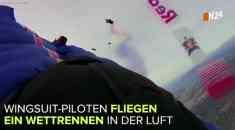 Dieser neue Extremsport heißt Wingsuit-Rennen und ist im Prinzip ein Hindernislauf - in der Luft!